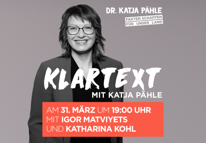 Klartext mit Katja Pähle am 31. März um 19:00 Uhr