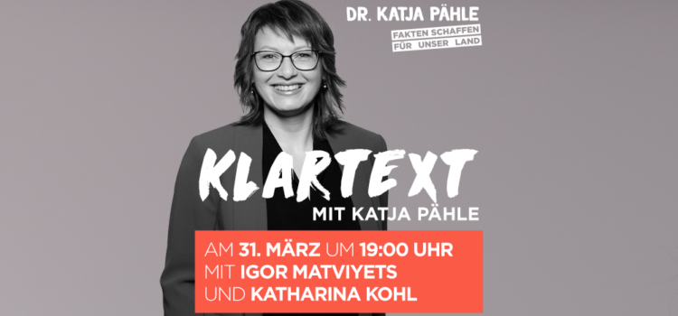 Klartext mit Katja Pähle am 31. März um 19:00 Uhr