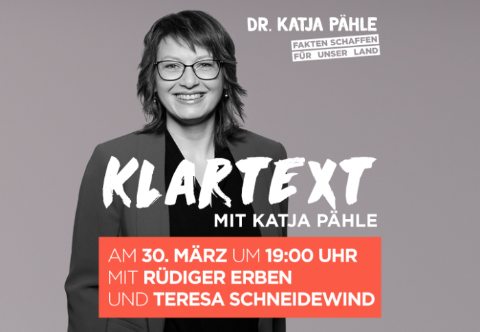 Klartext mit Katja Pähle am 30. März um 19:00 Uhr