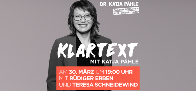 Klartext mit Katja Pähle am 30. März um 19:00 Uhr